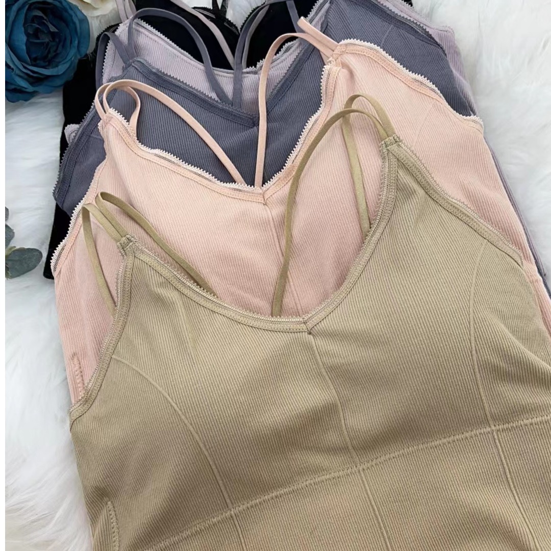 【主播推荐】少女舒适内搭无痕交叉美背吊带百搭打底女士简约8388#