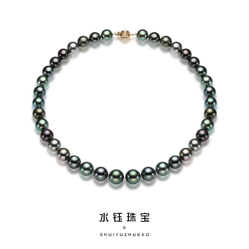 链子925银 海水  黑色大溪地全珠链珠串时尚珠宝经典ZH12428气质