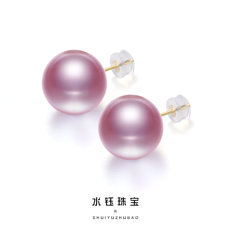 淡水珍珠素针紫珠耳钉经典百搭款时尚气质简单珠宝简约ZH12698