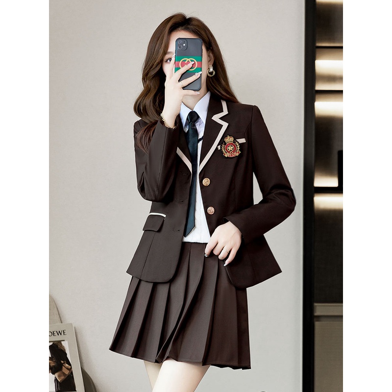 小个子炸街西装外套女春秋2023新款高级感学院风JK制服小西服套装