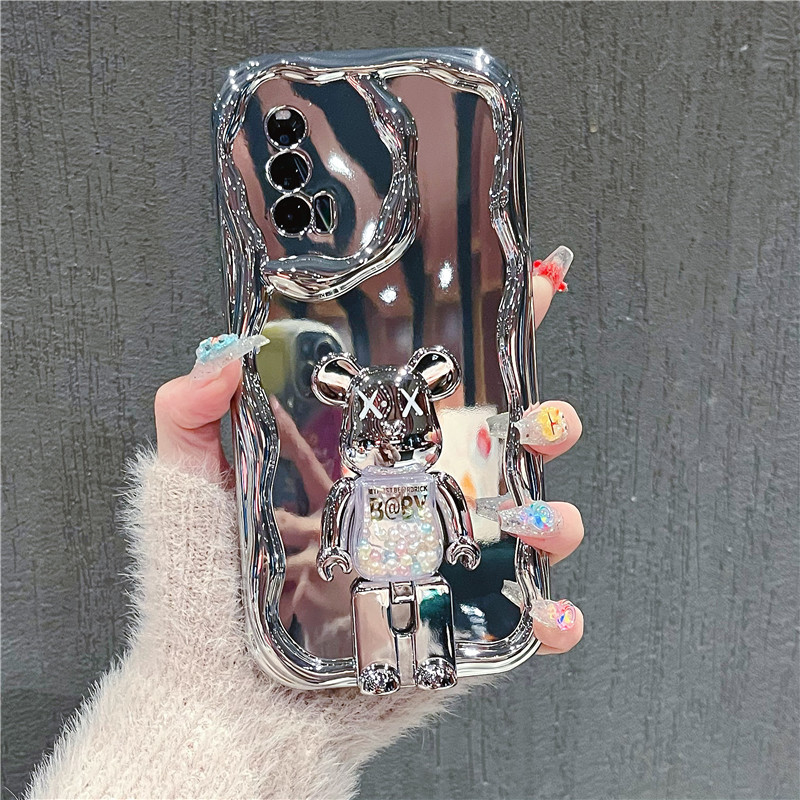 VIVO IQOO NEO5暴力熊支架电镀曲边纹全包防摔手机壳网红ins