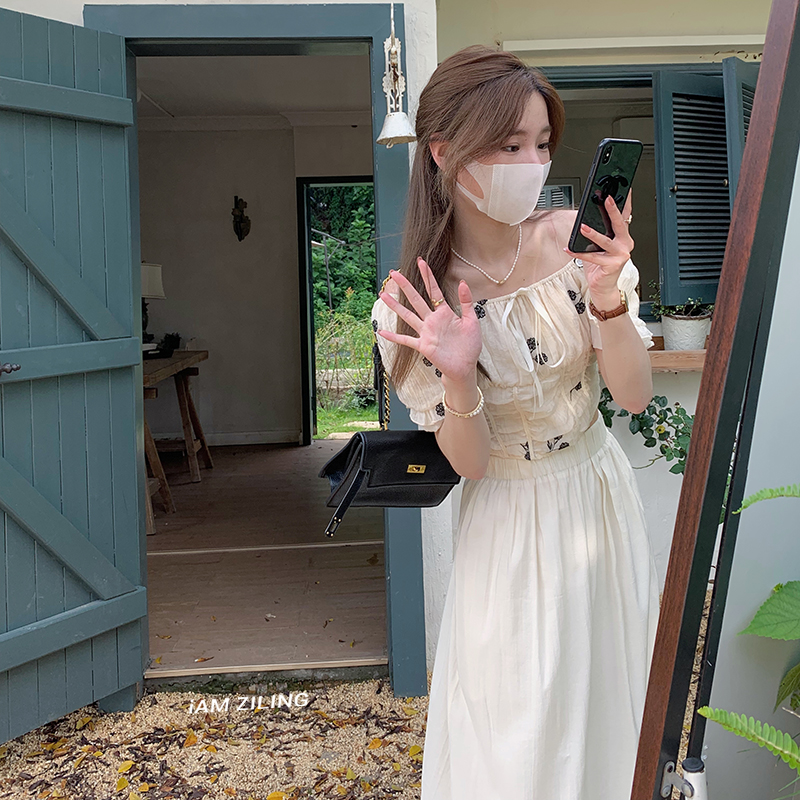 ◤墨韵花朵◥  碎花抽绳衬衫女夏季薄款短袖上衣小衫  C02773Z32