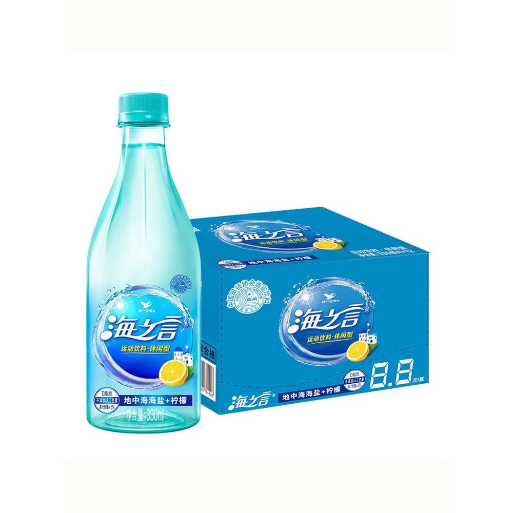 统一海之言330ml*12瓶整箱电解质海盐柠檬饮料蓝莓桃桃百香果饮品