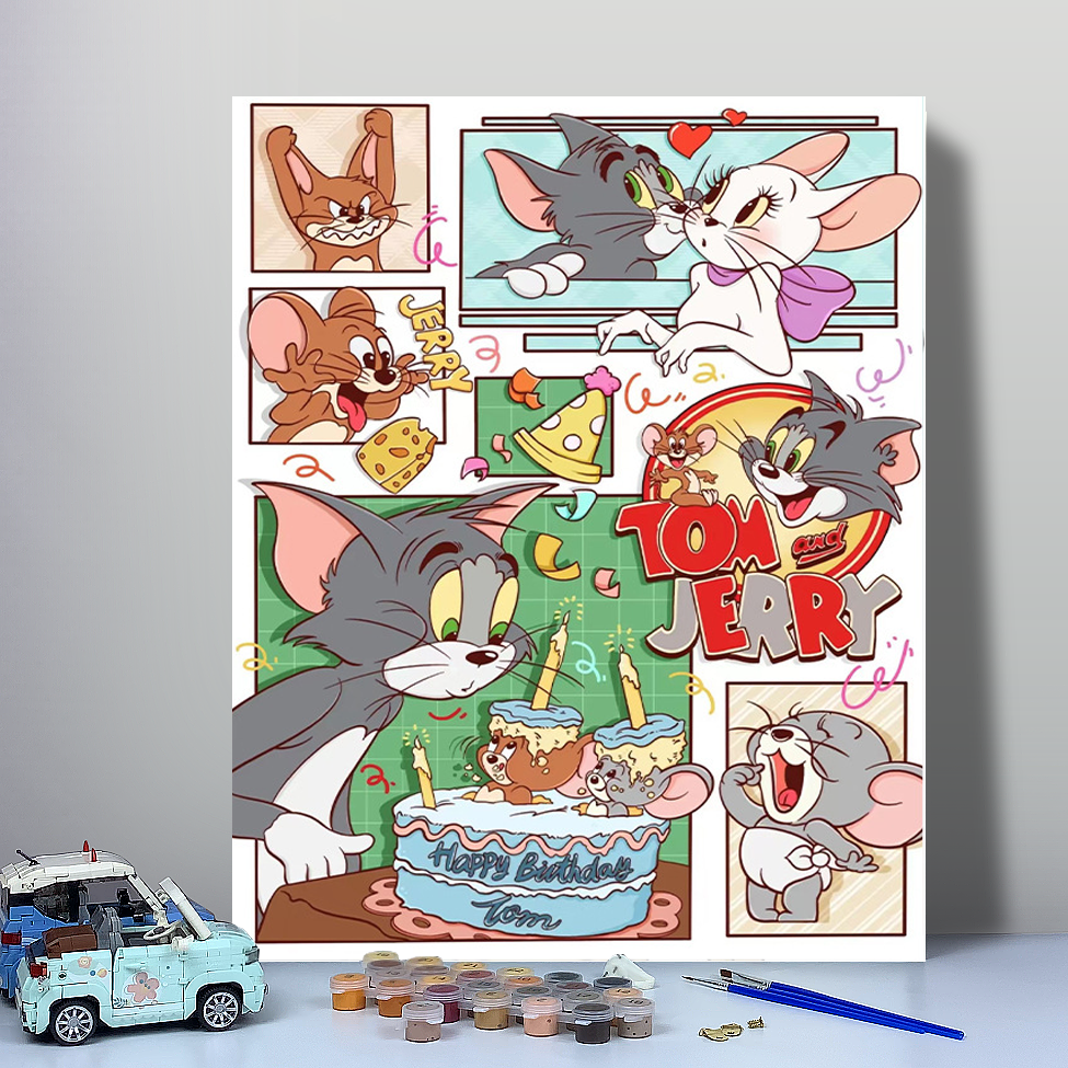 数字油画DIY动漫卡通手工涂色油画解压手绘填充油彩画装饰画挂画