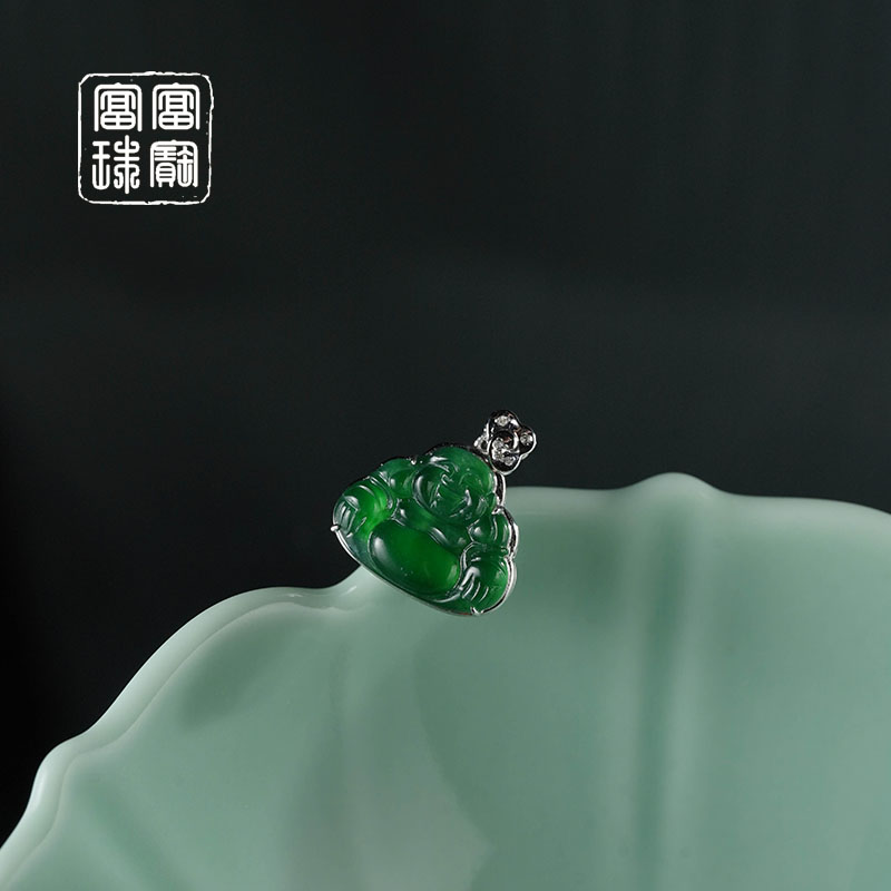【如许】富富珠宝 翡翠18K金佛公吊坠 赠黑绳（天然珠宝多样性发）