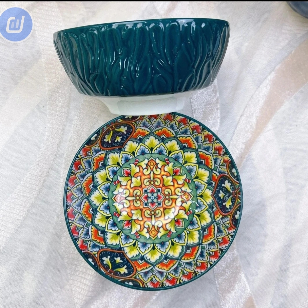 波西米亚高颜值陶瓷6寸的汤饭碗4只装