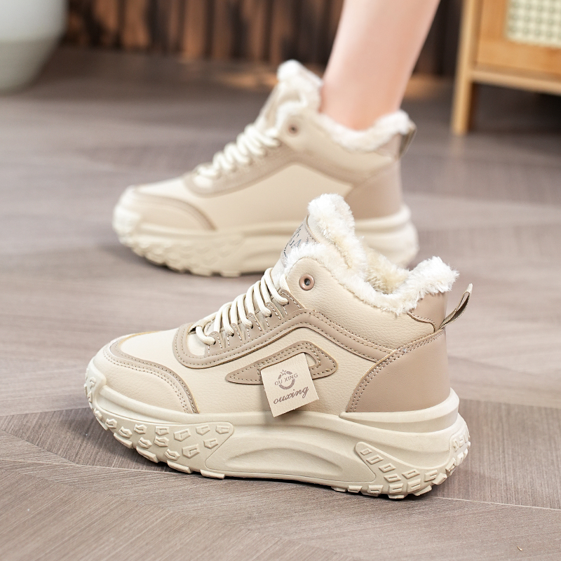 【小个子】增高5CM冬季加绒保暖棉鞋高帮女鞋百搭厚底韩版ins老爹