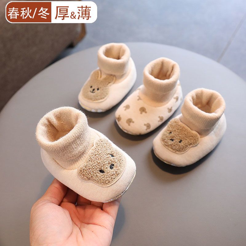 秋冬季0-1岁婴儿学步鞋子加厚绒保暖棉鞋6-12个月宝宝软底防滑鞋