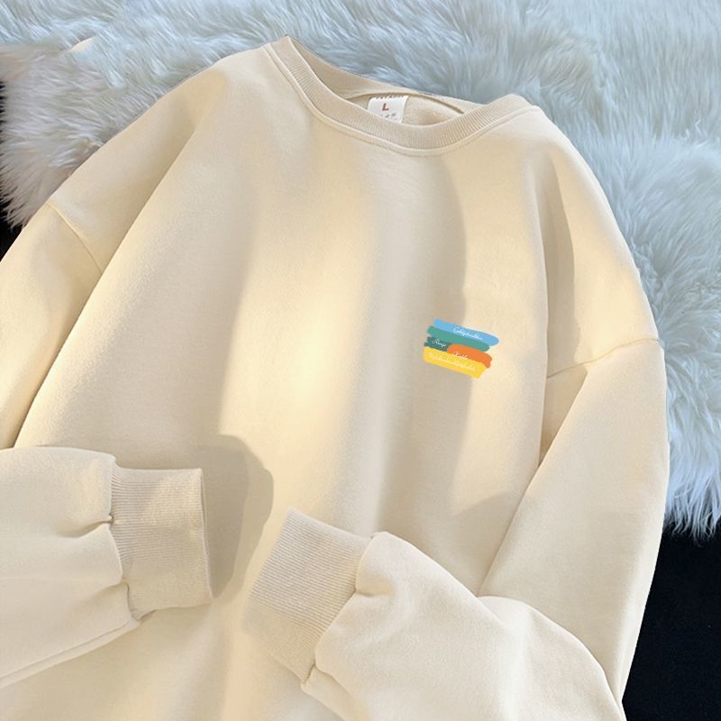 550克重磅纯棉潮牌圆领卫衣男女宽松秋冬无帽加绒百搭休闲上衣服