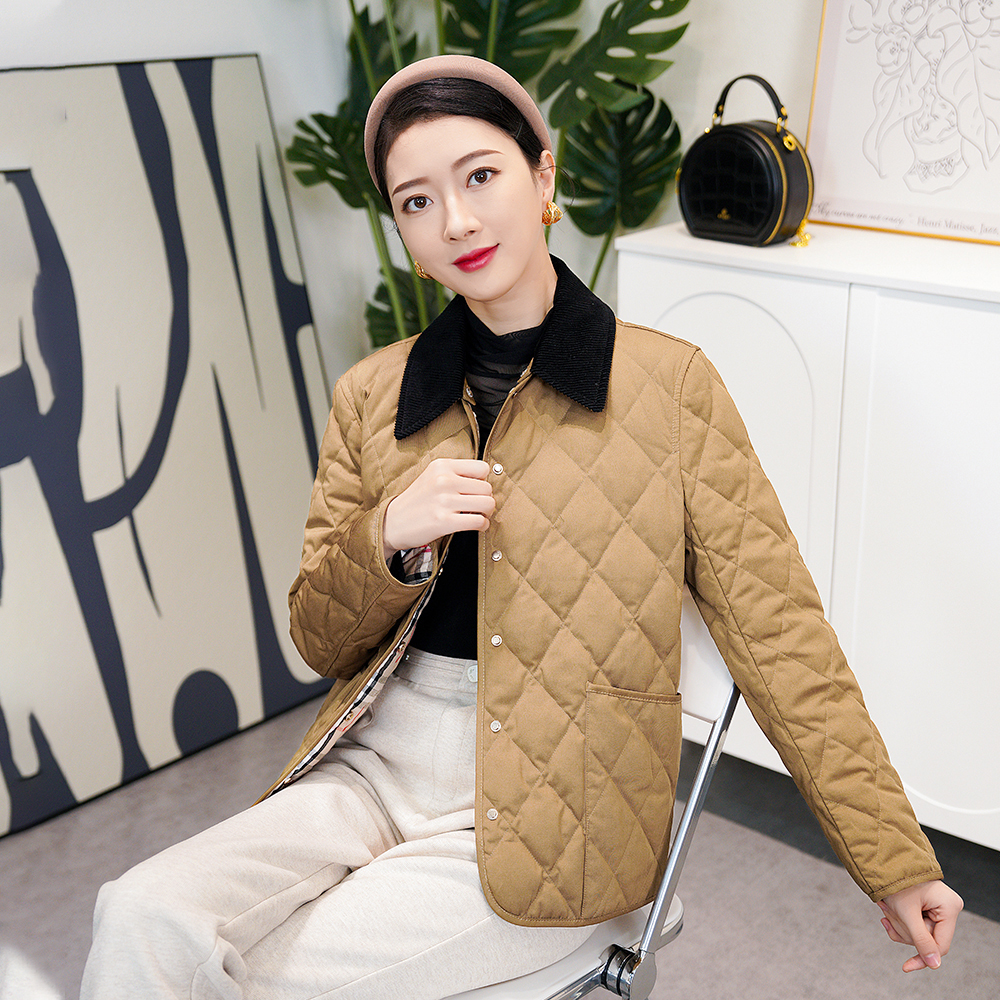 【亚聚严选】高级感韩版撞色拼接翻领设计感小众简约百搭棉服AQ3044