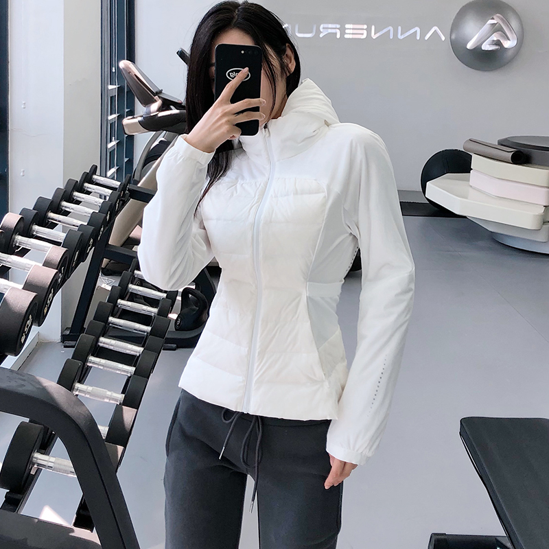 annerun运动女修身连帽跑步户外保暖休闲跑步健身外套夹克
