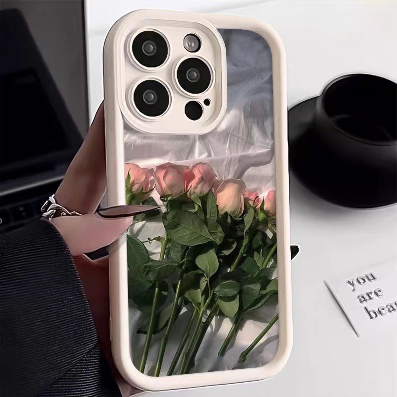 粉玫瑰适用iphone15/14/12/11/xr手机壳苹果13华为vivo小米oppo