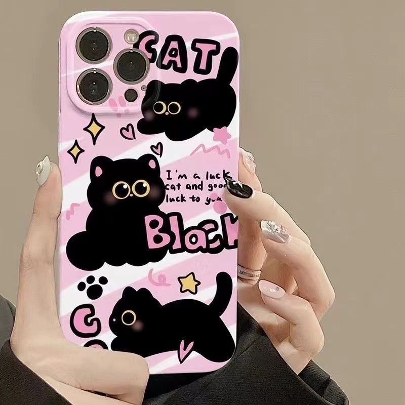乖巧黑猫适用iphone15/14/12/11/xr手机壳苹果13华为vivo小米oppo