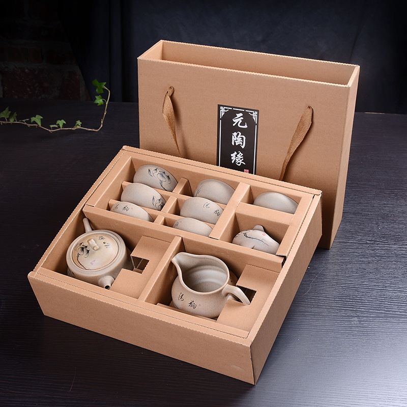 倍安生活中式简约高档粗陶功夫陶瓷茶壶茶具套装盖碗茶具礼盒装