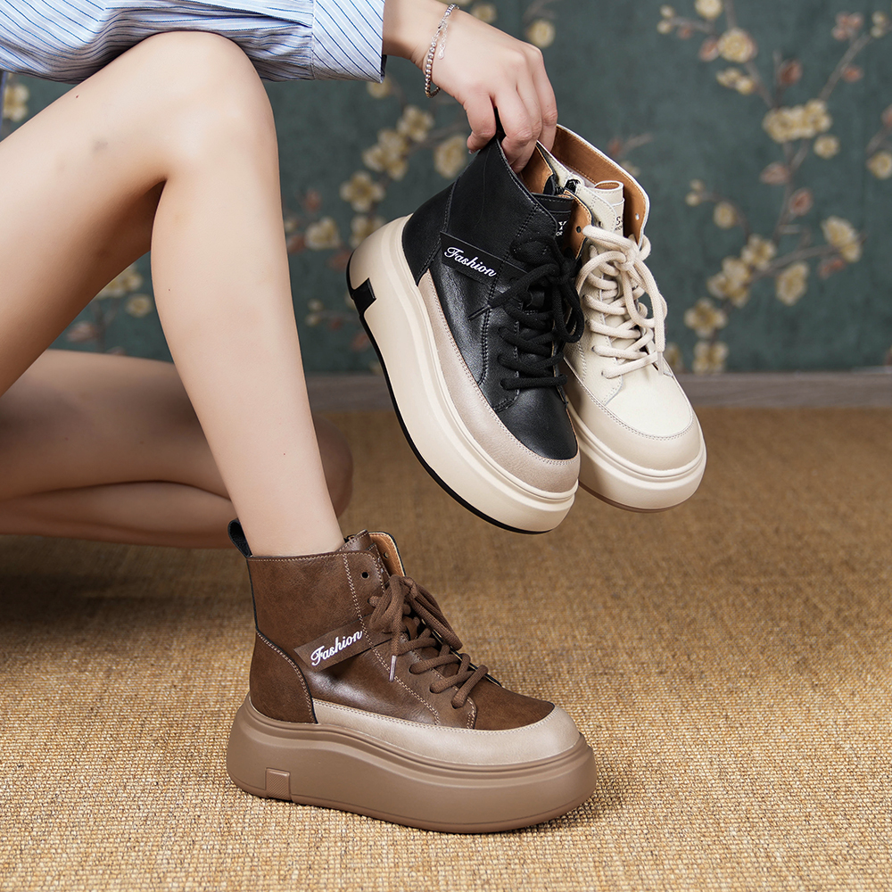 【X】高帮百搭复古鞋女款2024秋季软底新款网红休闲鞋板鞋 13818