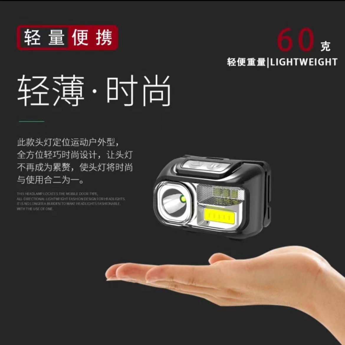 进口感应强光头灯超长续航户外大功率头戴式矿灯超亮赶海夜钓鱼灯