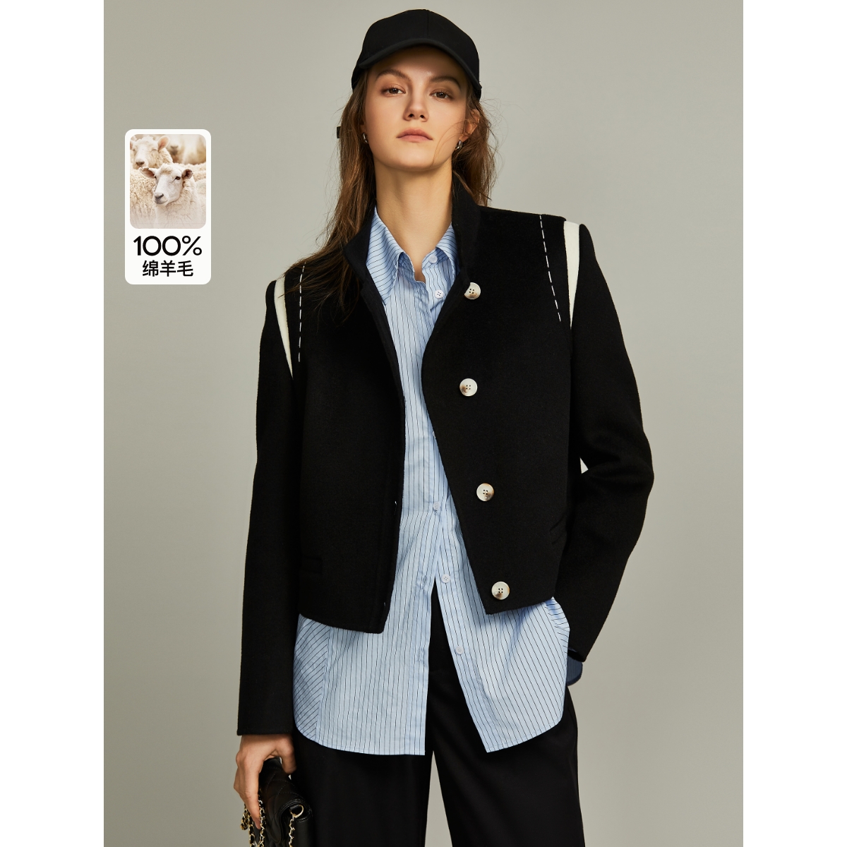 【丫头baby专属】气质小香风毛呢外套2023秋冬新款复古外套-EN36387
