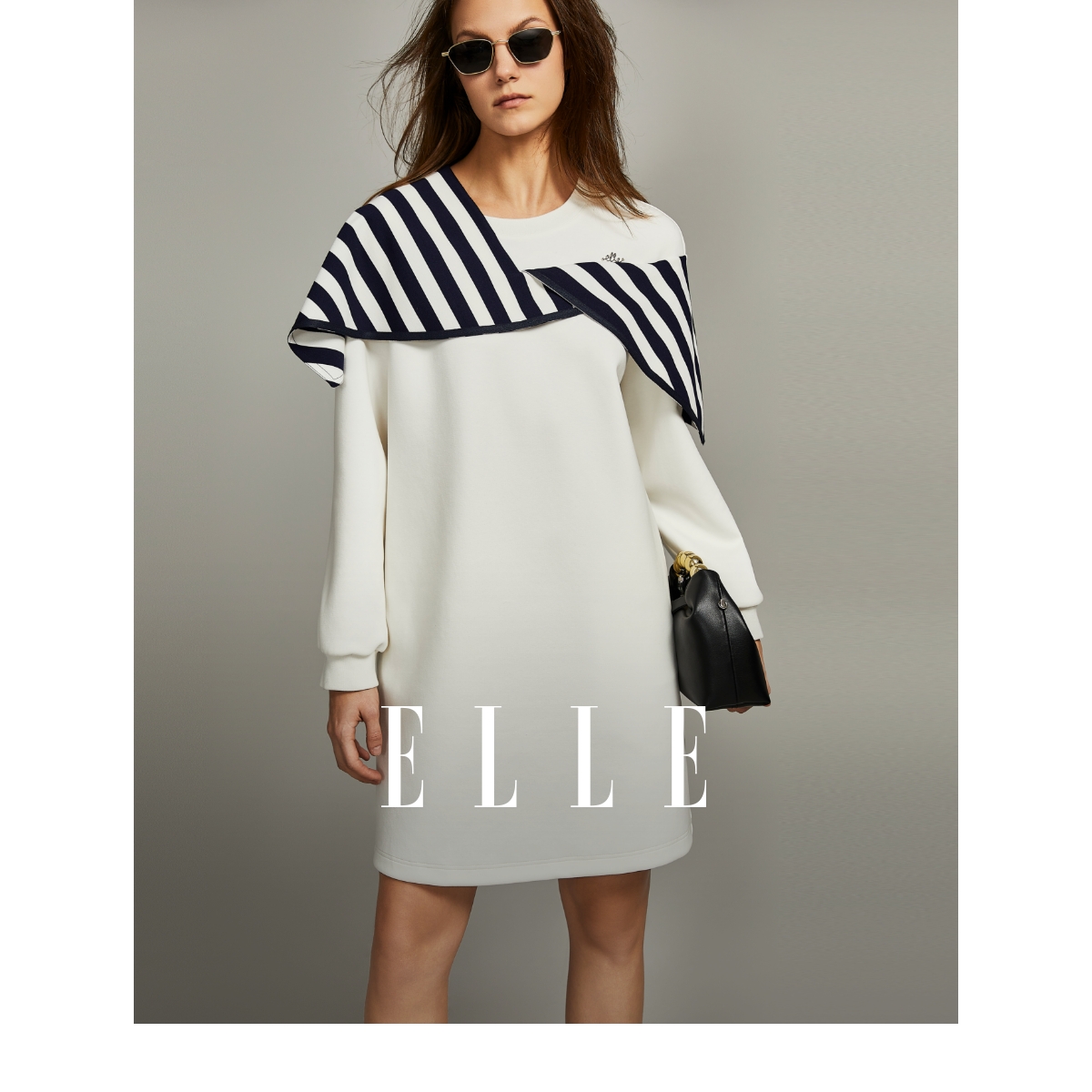 【丫头baby专属】撞色条纹连衣裙秋冬新款洋气长袖显瘦裙子EL36470