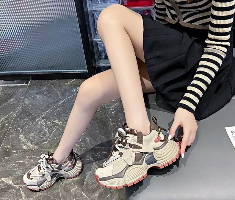 厚底鞋女ins潮百搭2023冬季新款秋冬黑色增高休闲运动鞋老爹鞋oll
