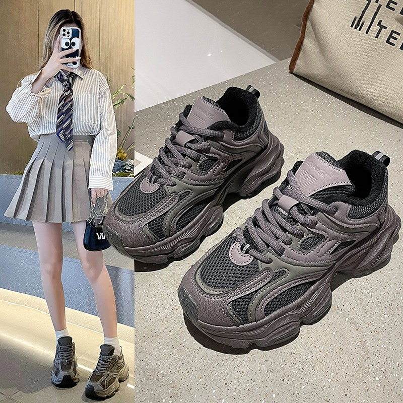 Z501老爹鞋女小怪兽2023秋冬新款复古厚底百搭轻便加绒休闲运动鞋