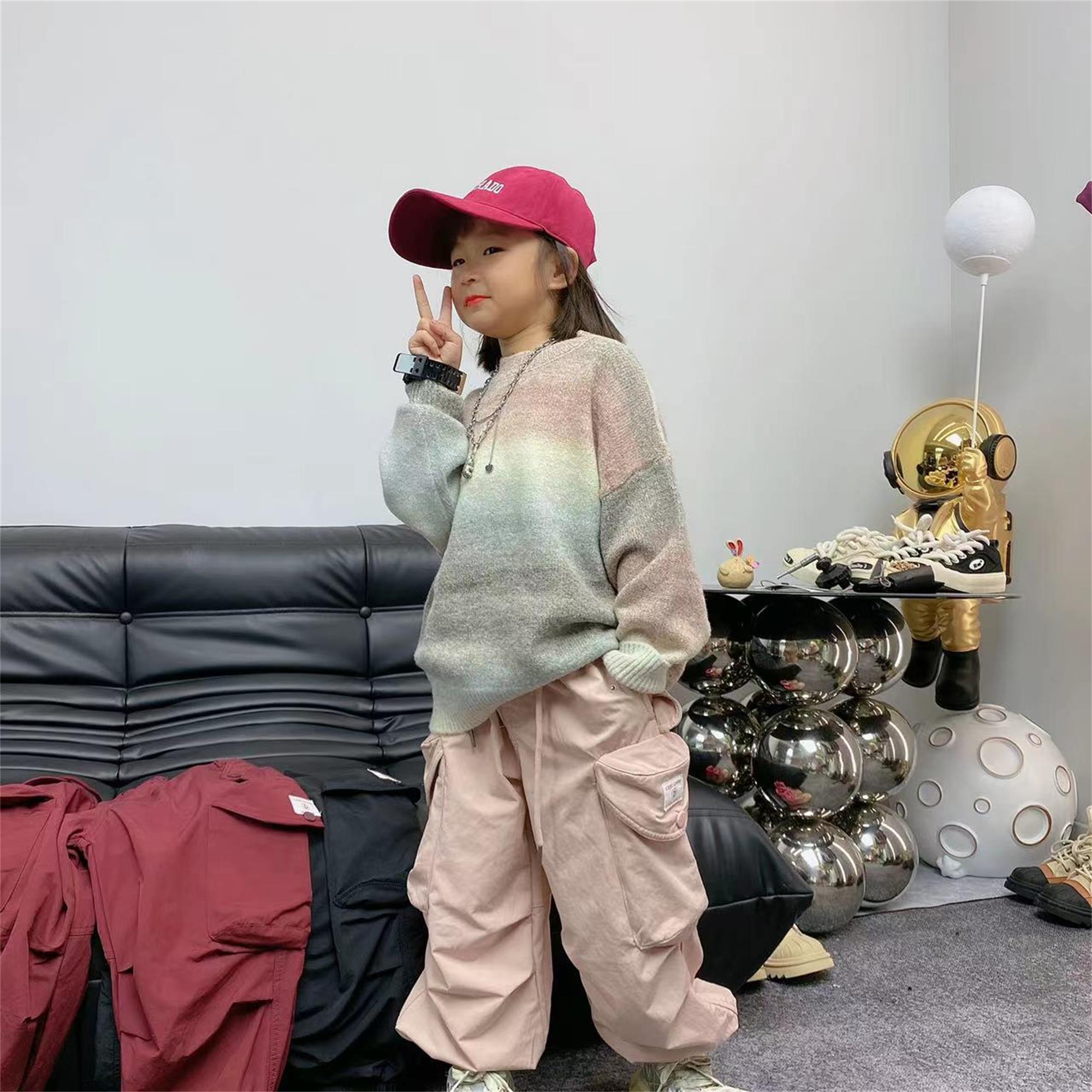【潮牌裤子】中大童秋款宽松卫裤针织裤2023新儿童韩版休闲裤23518