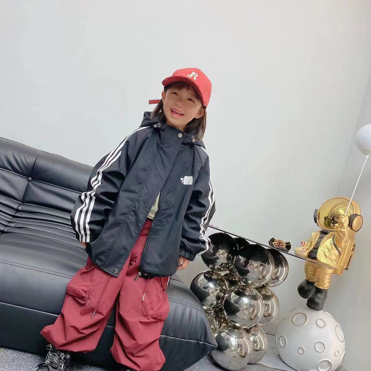 【潮牌甄选棉服】中大童2023秋冬新款儿童连帽加棉外套潮流上衣813