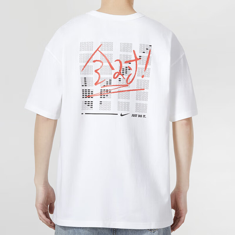耐克/NIKE夏季男NSW MAN FEN 宽松透气圆领白色短袖T恤FJ7725-100