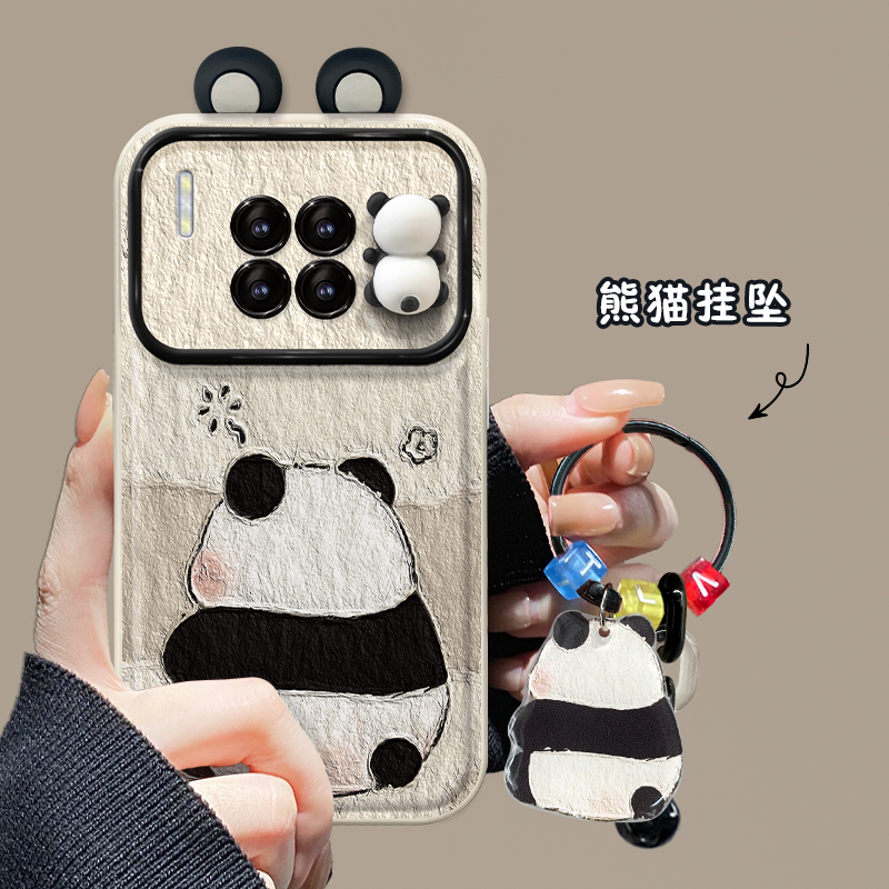 屁屁熊猫挂坠华为mate30翻盖镜子大视窗女可爱个性保护防摔手机壳
