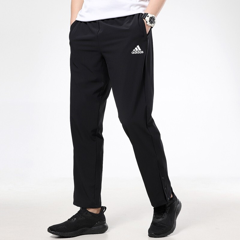 adidas/阿迪达斯 时尚舒适休闲运动跑步梭织长裤男款黑色 GL2368
