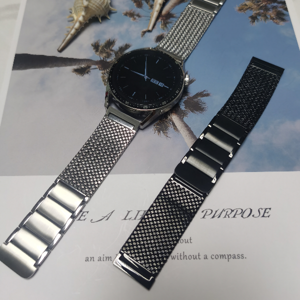 天时适用华为手表GT4麦穗表带Watch4金属编织不锈钢链GT3商务气质
