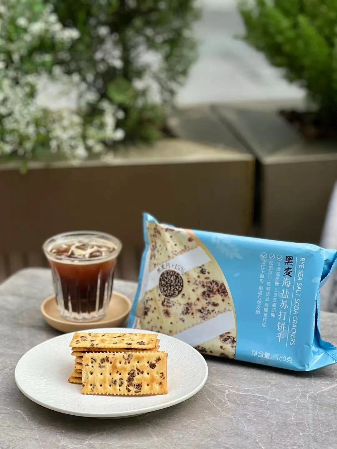 怪力食厂黑麦生椰海盐苏打饼干装0脂肪无糖无反式脂肪加餐零食