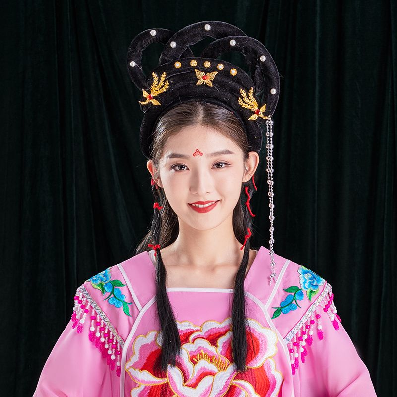 戏剧头饰假发越剧花旦头套古代小姐发饰影视影楼古装仙女表演用品