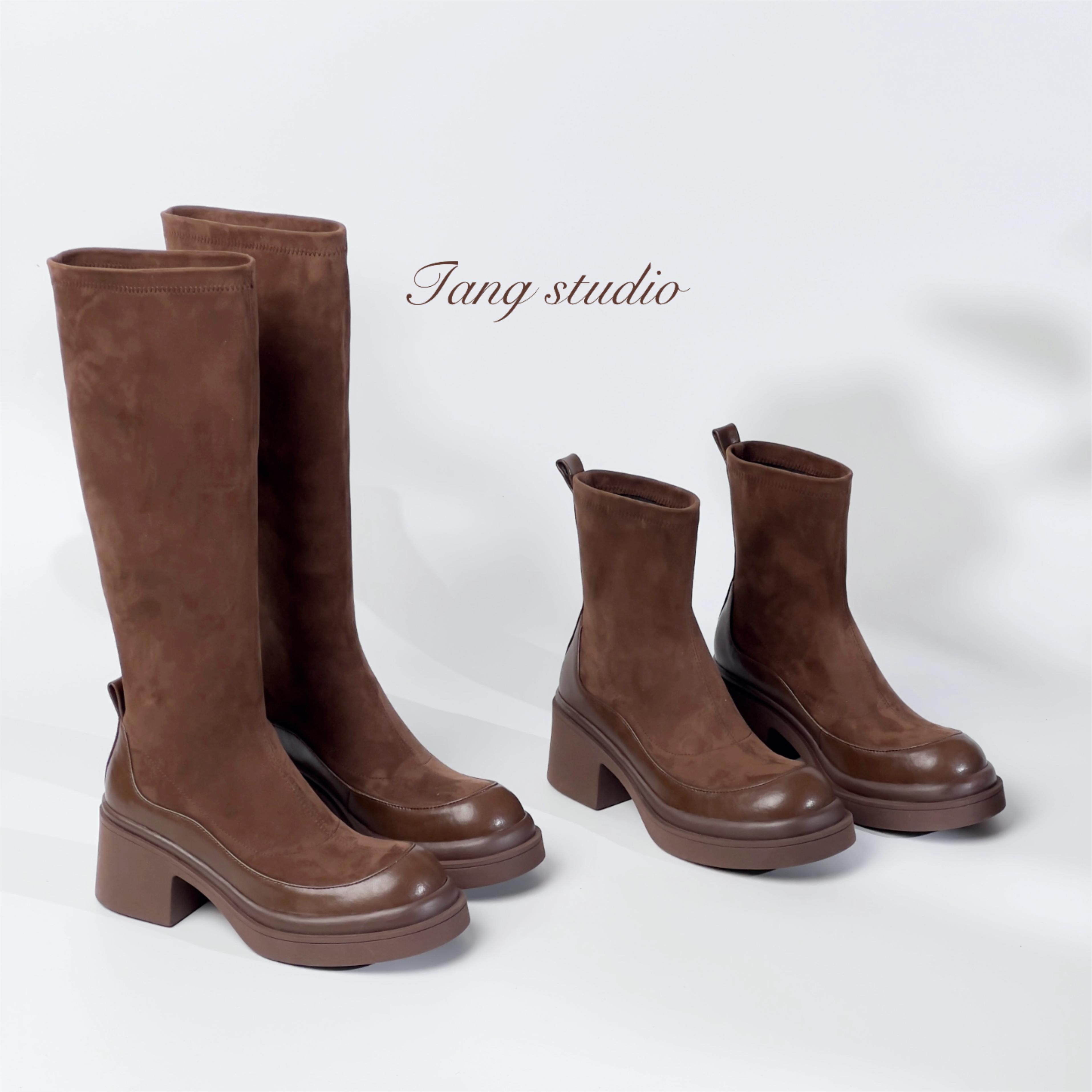 【Tang Studio】2023新款美拉德平口弹力百搭长靴5.5cm/T030