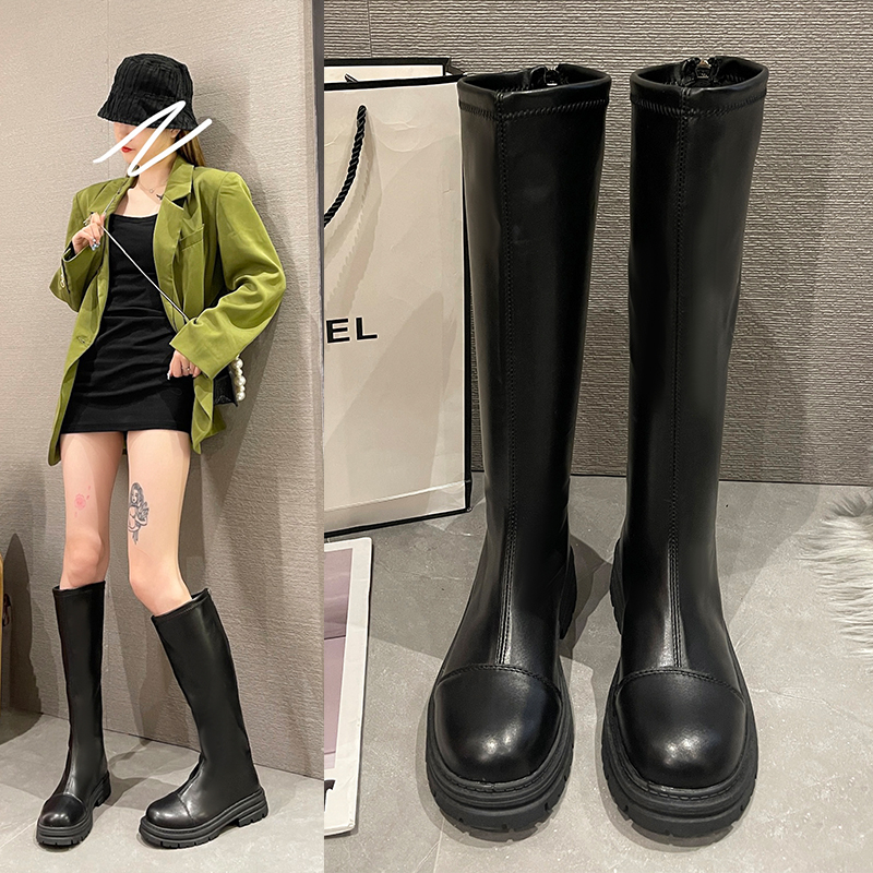 6353不过膝长靴女小个子2023马丁靴高筒长筒靴加绒