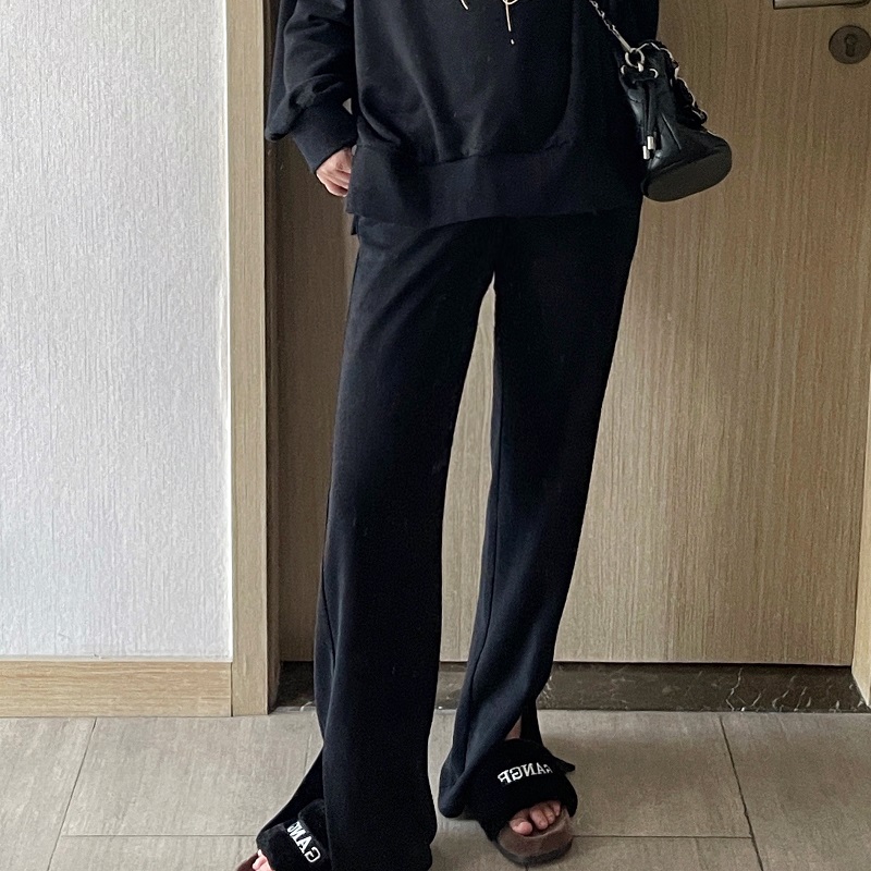 南岛风NDF 2023新款秋垂感开叉阔腿裤高腰宽松微喇休闲裤YYZ296