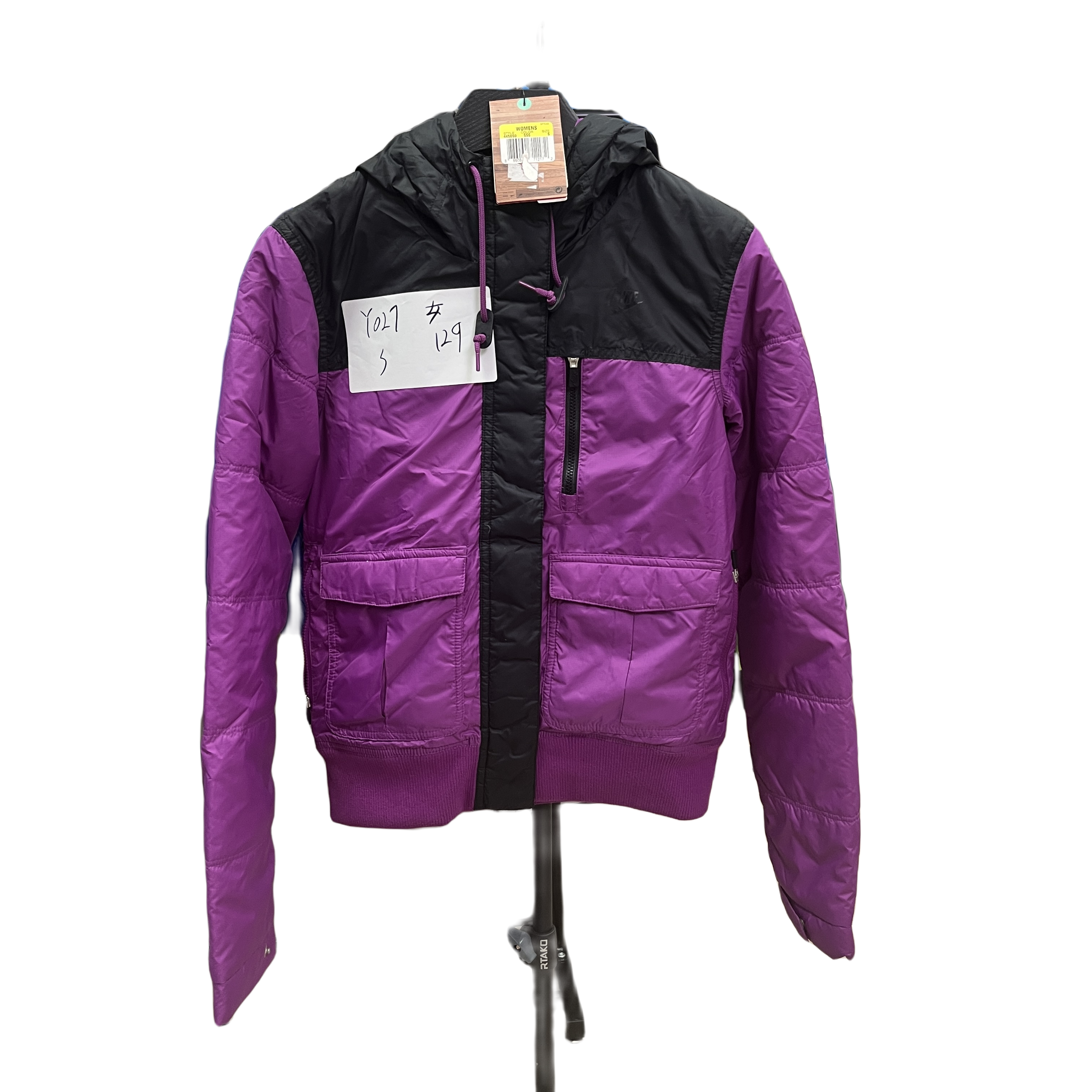 NIKE/耐克 Y027 女士休闲轻便保暖时尚秋冬拼色连帽防风羽绒服