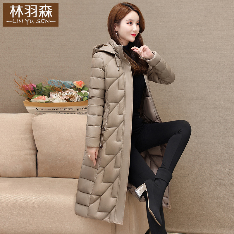 冬季棉衣女中长款妈妈洋气时尚连帽女士棉服外套冬中长过膝长棉袄