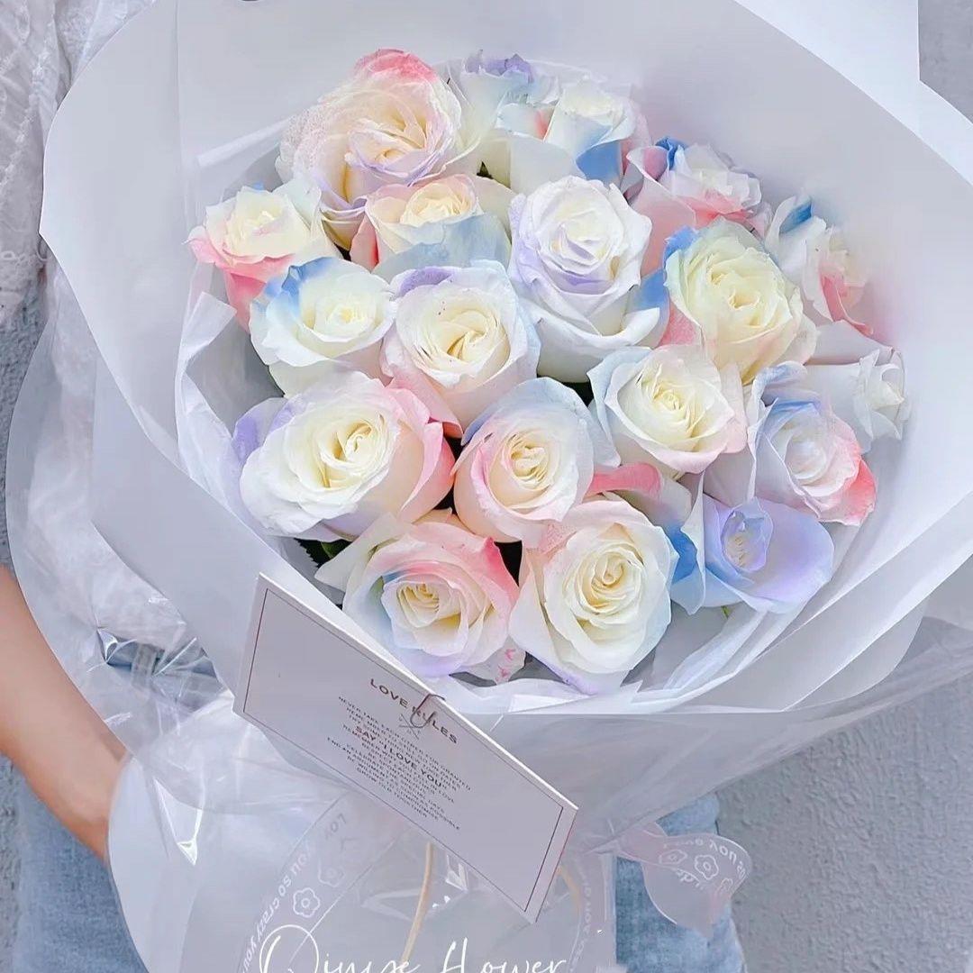 AJ739【七夕礼物】粉雪山玫瑰高颜值送男女朋友闺蜜生日花束HH14