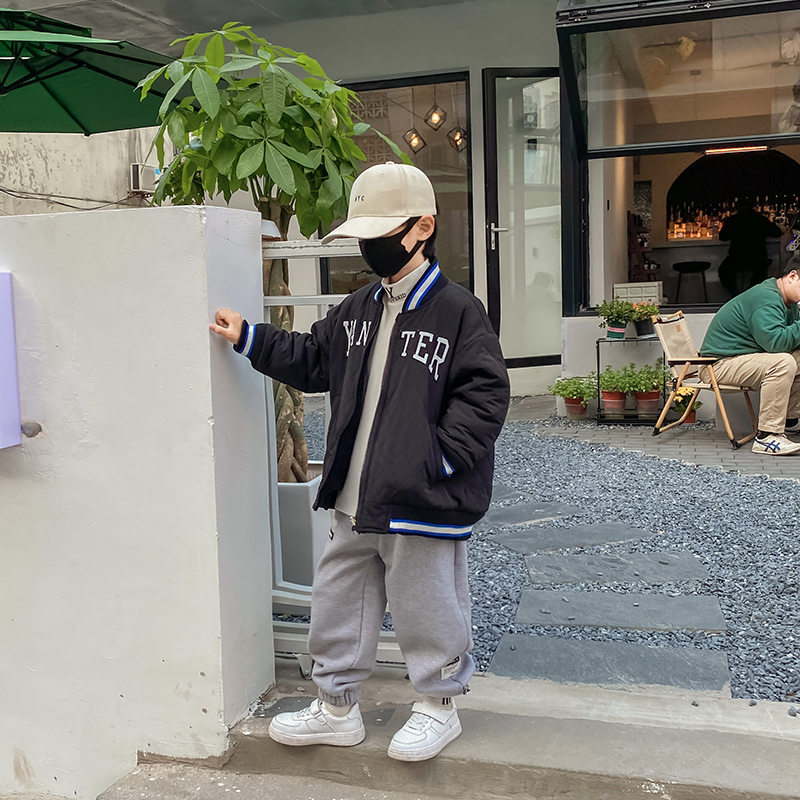 男童棒球服外套冬季加厚儿童上衣洋气大童双面穿童装夹克潮