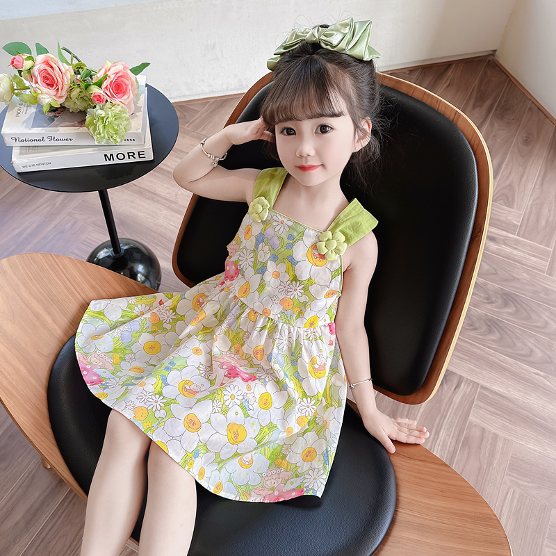 女童夏季韩版碎花吊带背心裙儿童小女孩宝宝夏装新款连衣裙公主裙