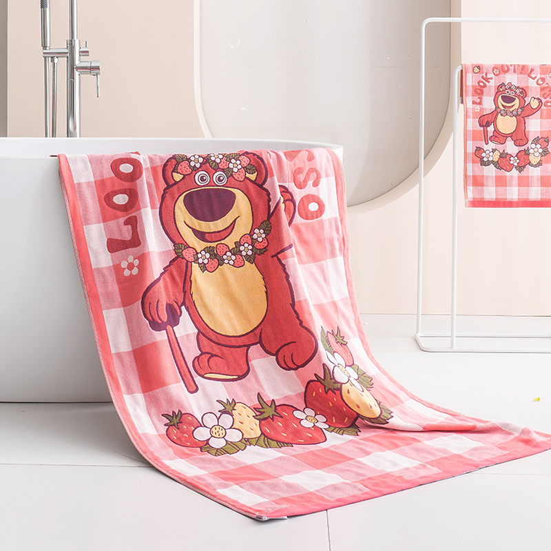 【陈太专属】Disney/迪士尼4层全棉纱布浴巾草莓熊米奇 AX