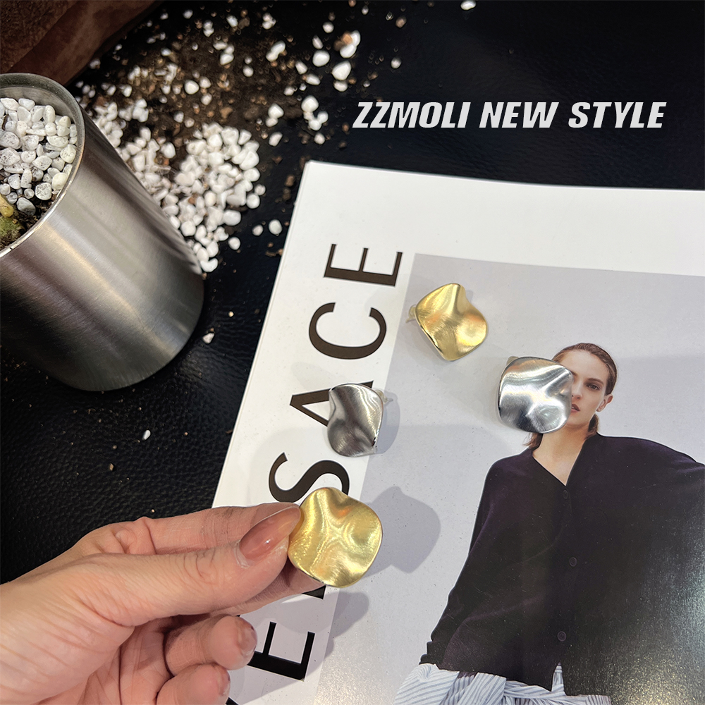 非金属耳饰 【ZZMOLI】法式小众冷淡风耳环时尚简约耳钉ZBP7042