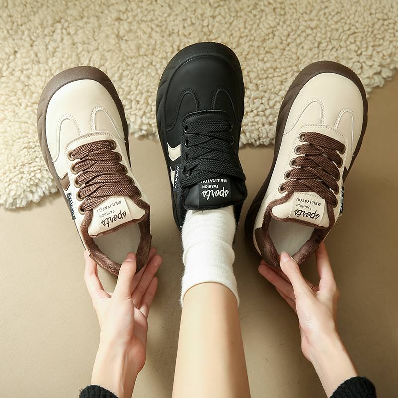 回力瑞加绒板鞋女2023冬季新款厚底保暖二棉鞋学生百搭休闲小白鞋