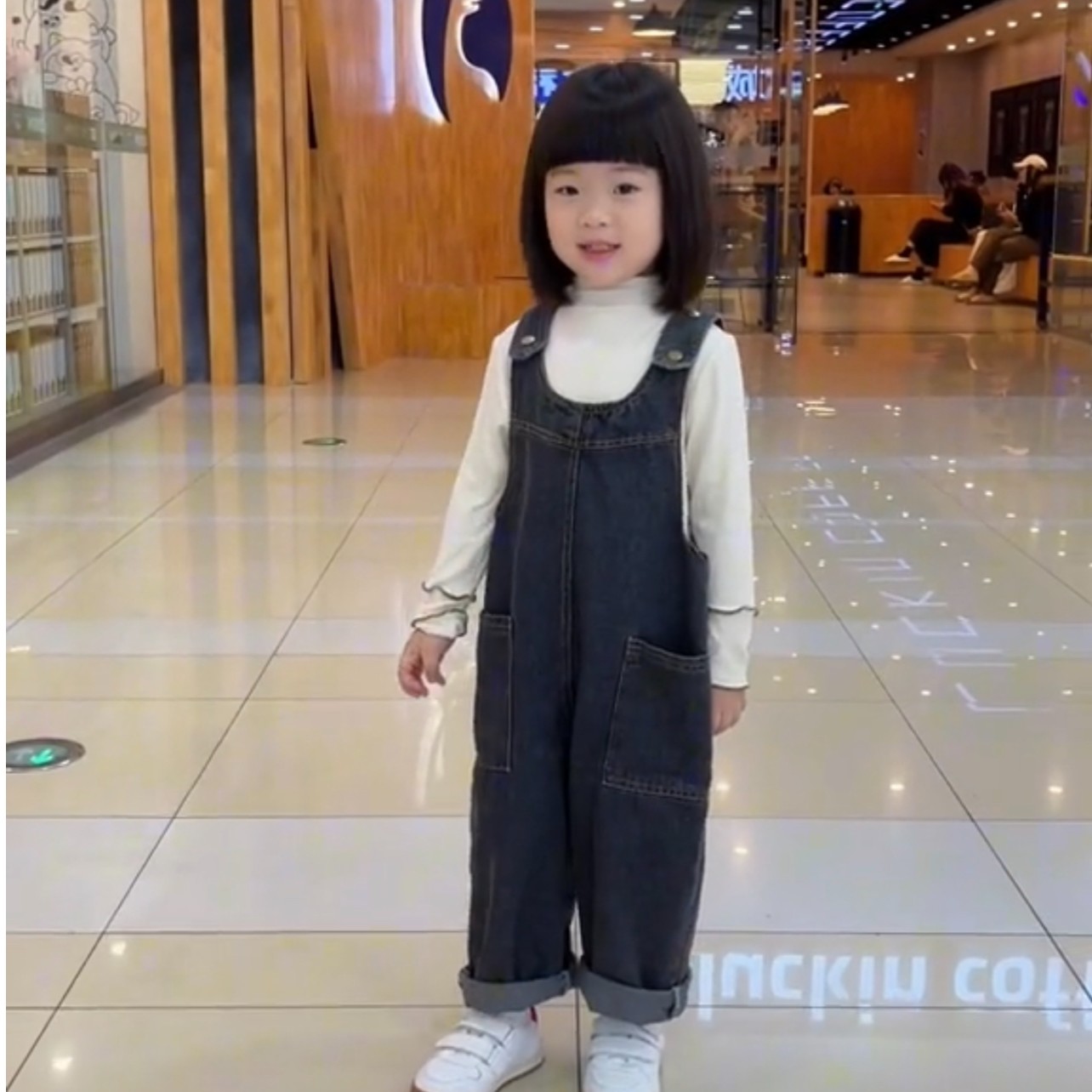【滢妈优选】2023春夏韩版男女童时髦连帽衫T恤连体牛仔背带裤AM