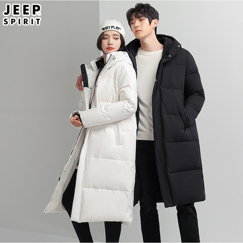 JEEP情侣装羽绒服中长款2023年新冬季男女高个子过膝御寒冬季外套