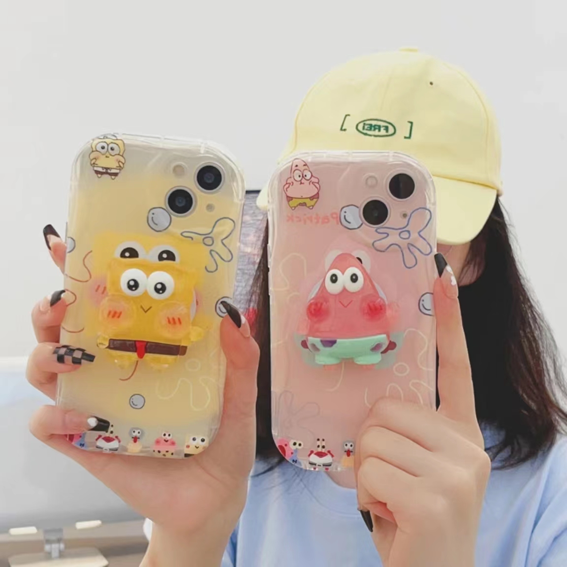 【OPPO/vivo/小米红米】立体海绵宝宝透明色女款可爱全包防摔ins
