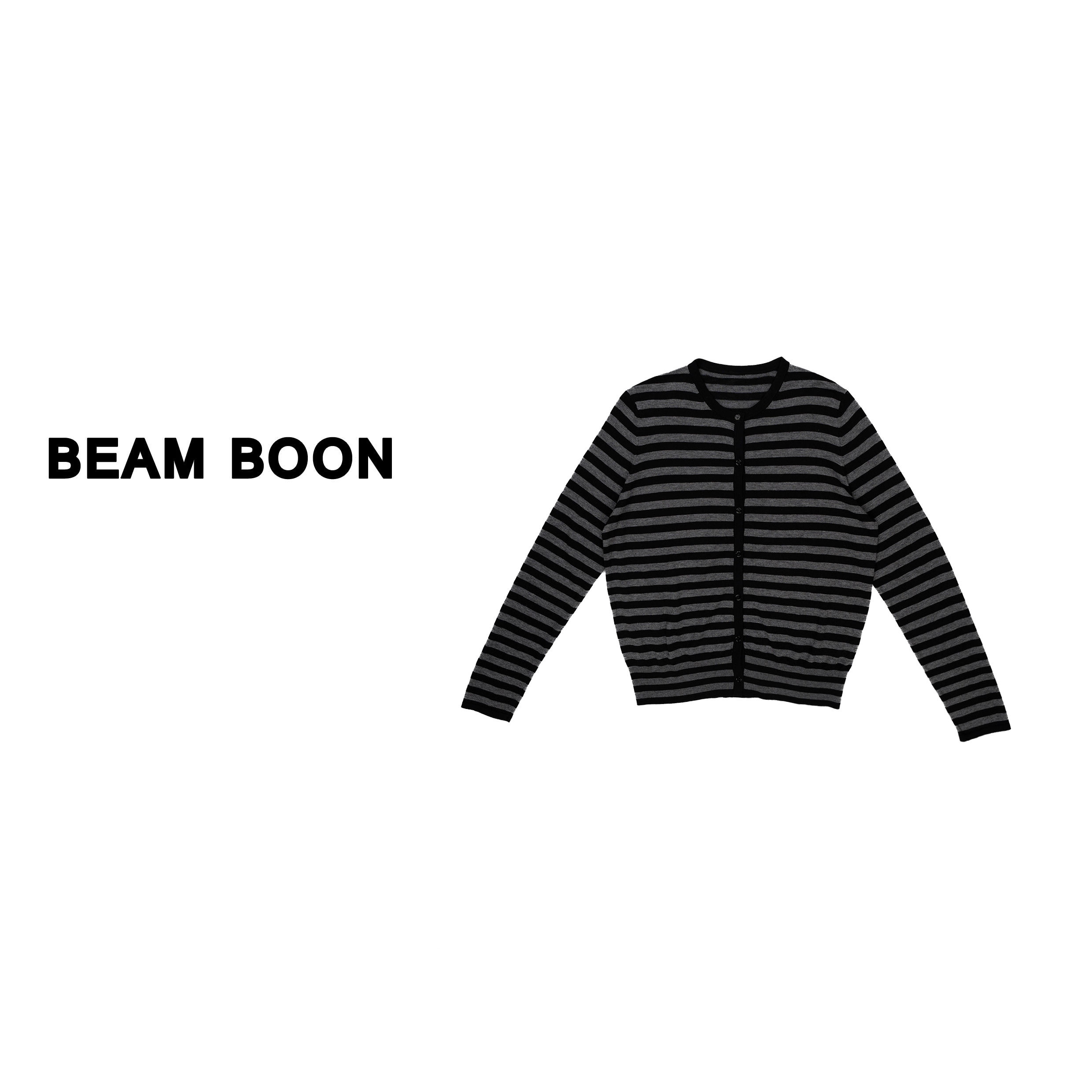 Beam Boon | 撞色条纹控~细腻柔软羊毛混纺条纹针织开衫