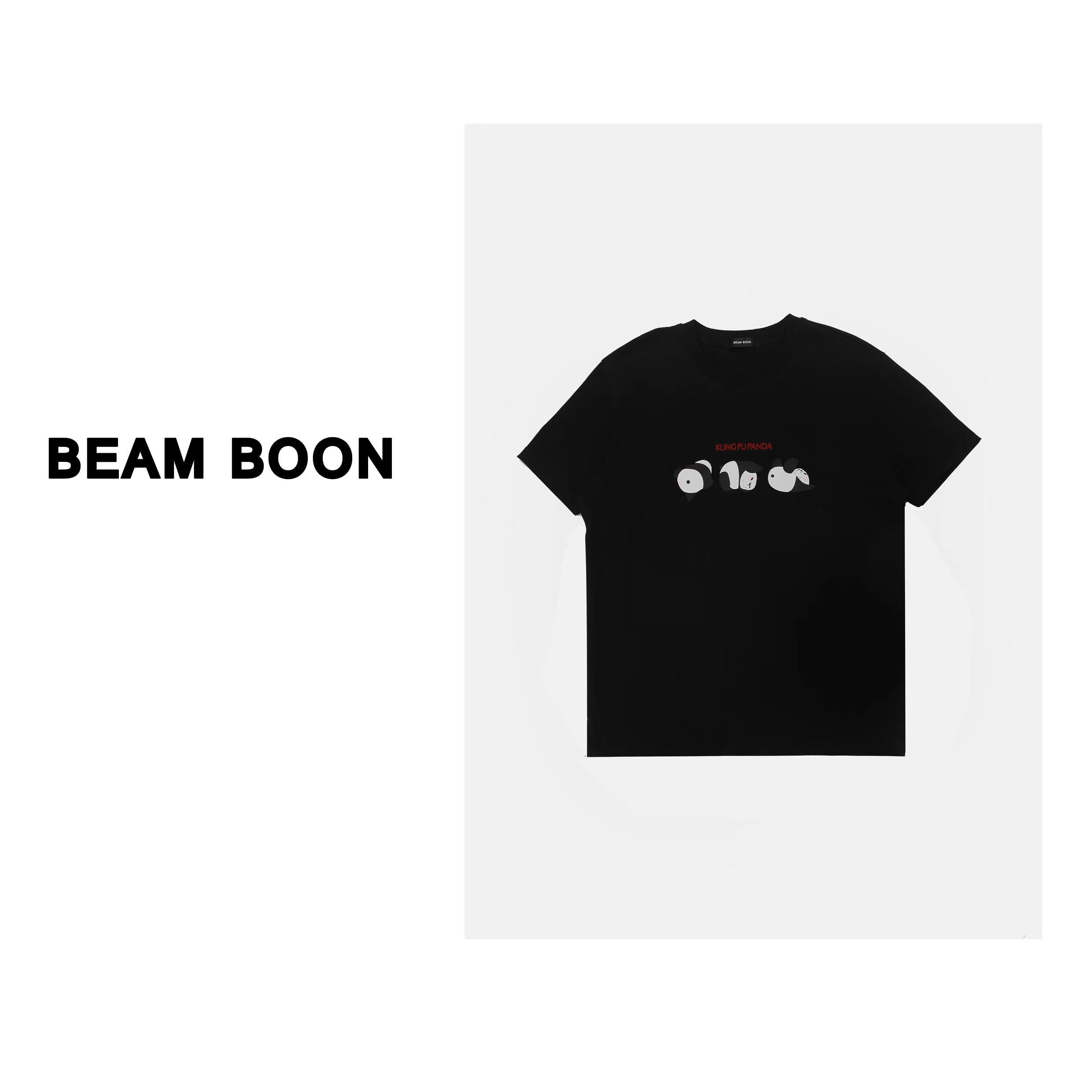 Beam Boon |  「功夫小熊猫」图案印花休闲纯棉短袖T恤春夏