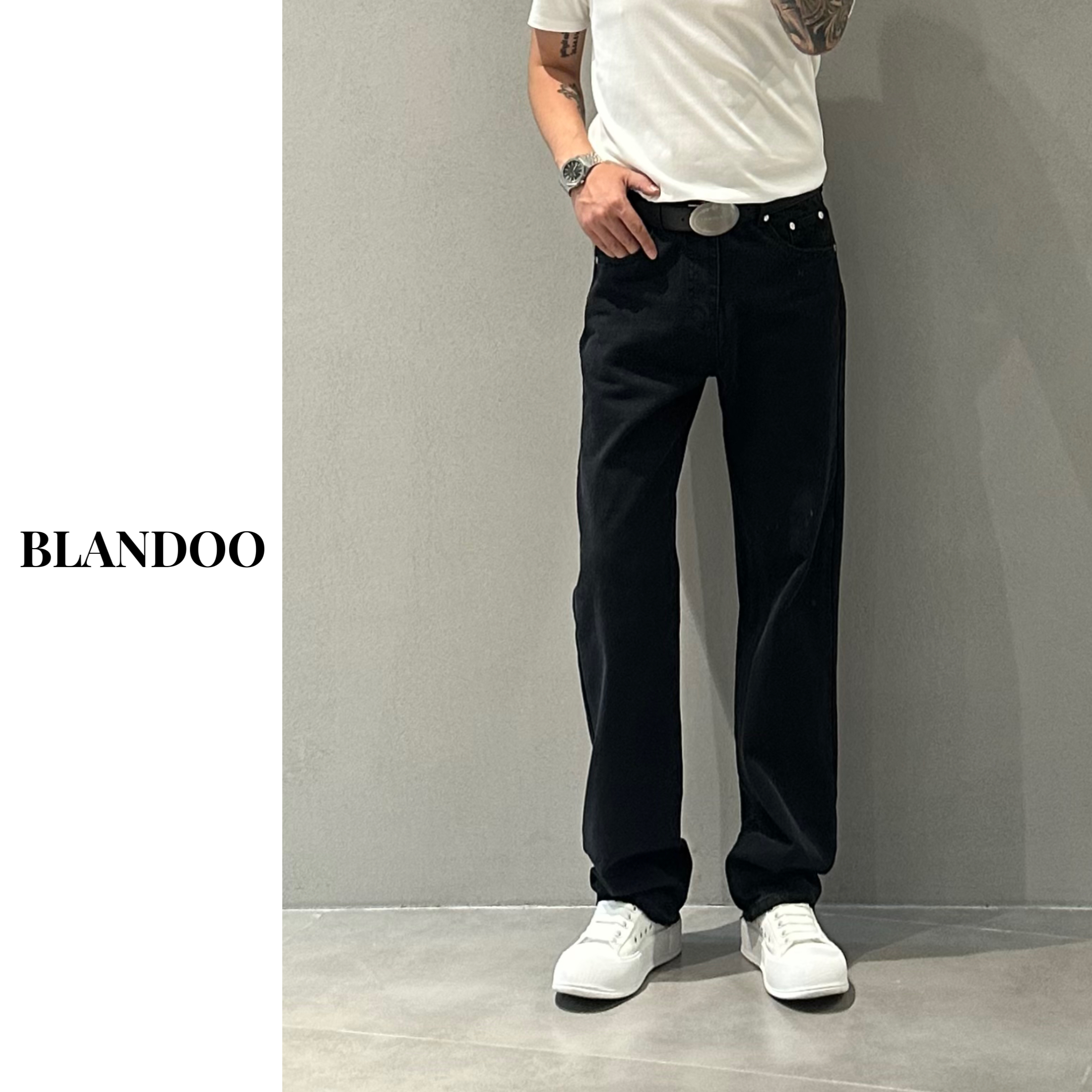 BLANDOO 男士高端定制宽松水洗直筒牛仔裤L2020