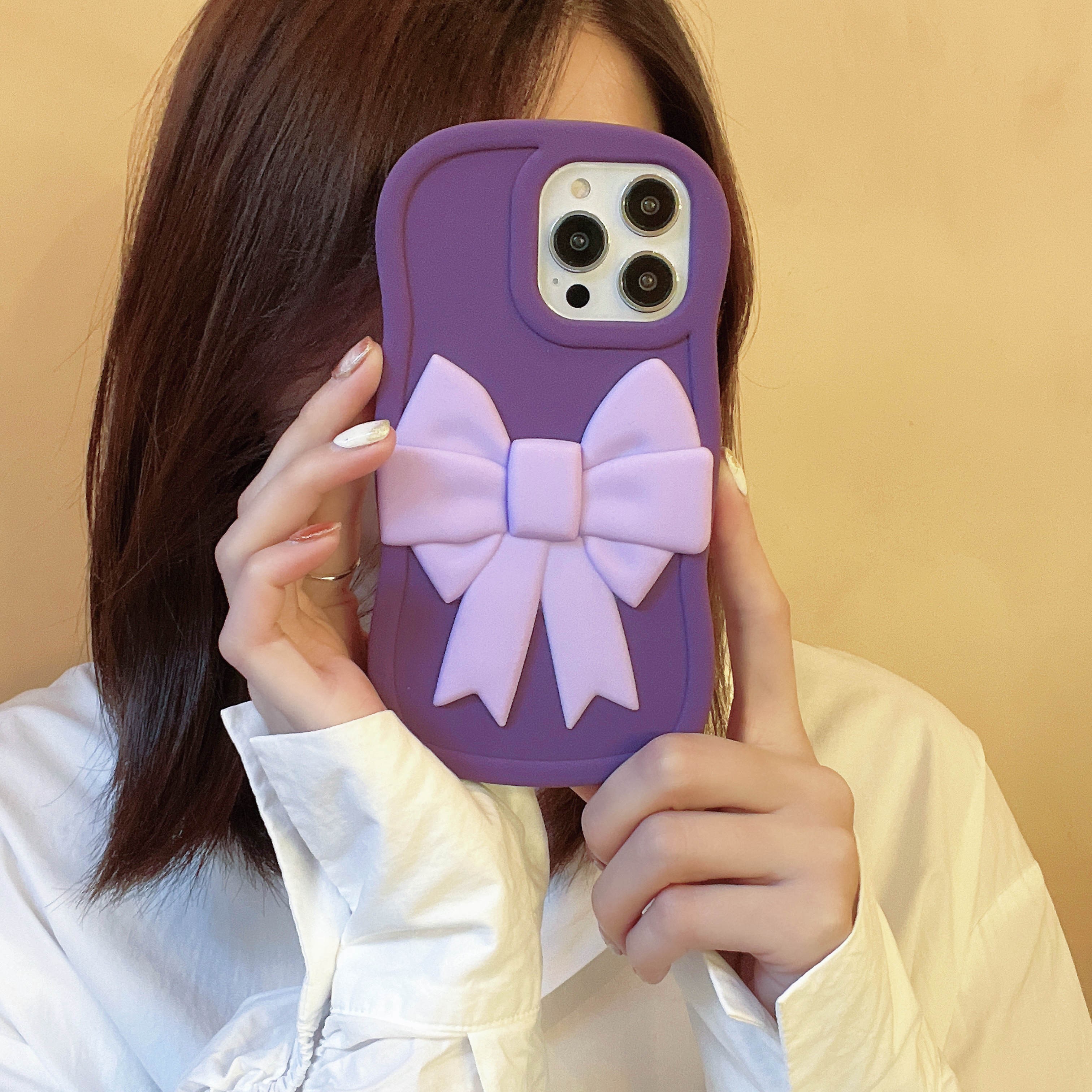 【苹果】14/13手机壳立体硅胶蝴蝶结12pro/11可爱款女款防摔